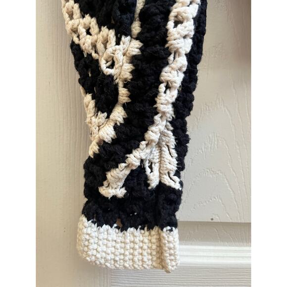 Zara Limited Edition Openwork Chunky Knit Striped Boho Chic Crop Sweater Medium - Picture 8 of 13